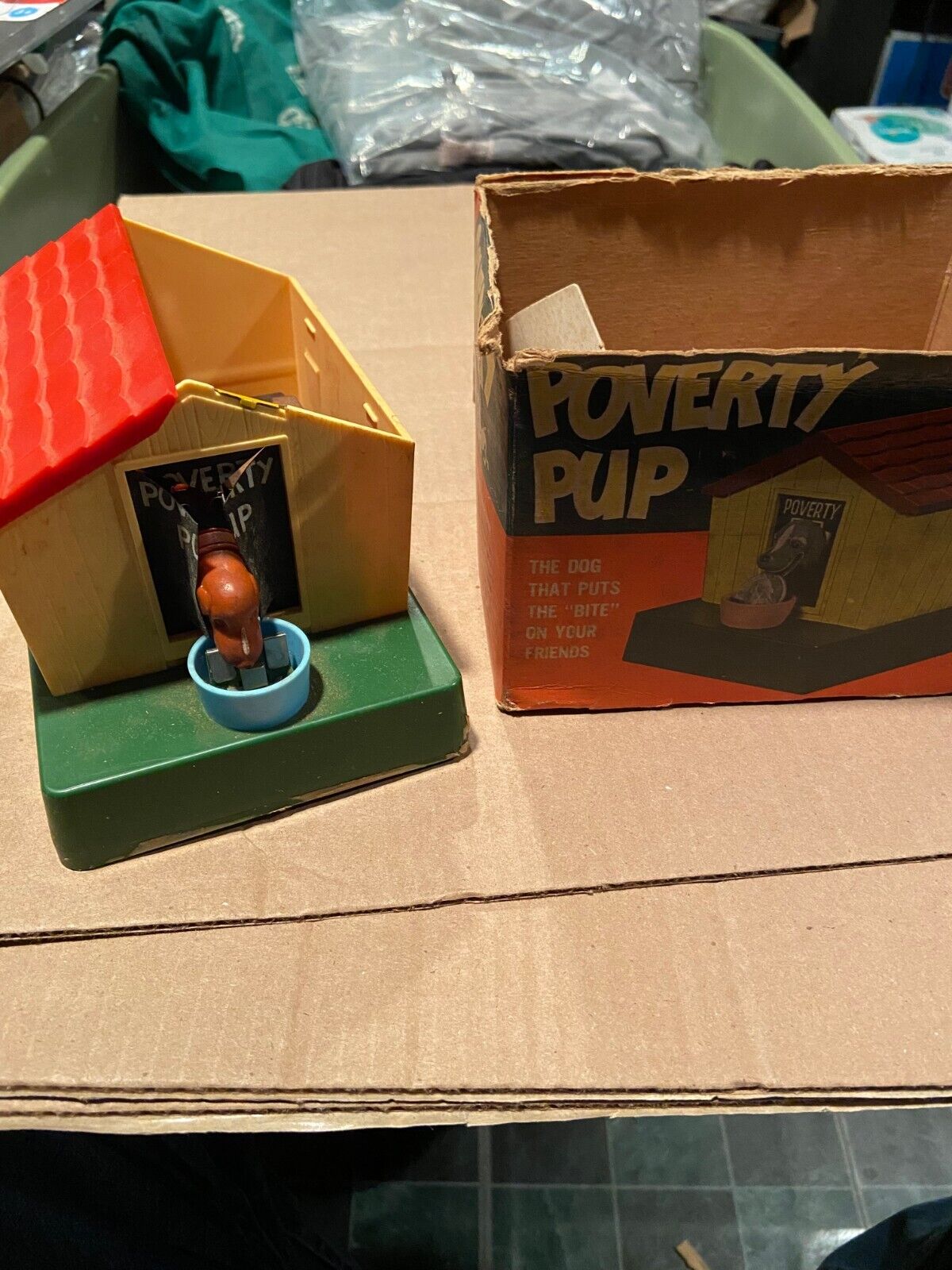 1966 Poverty Pup Coin Operated Bank W/Box *BROKEN/NON WORKING* x1