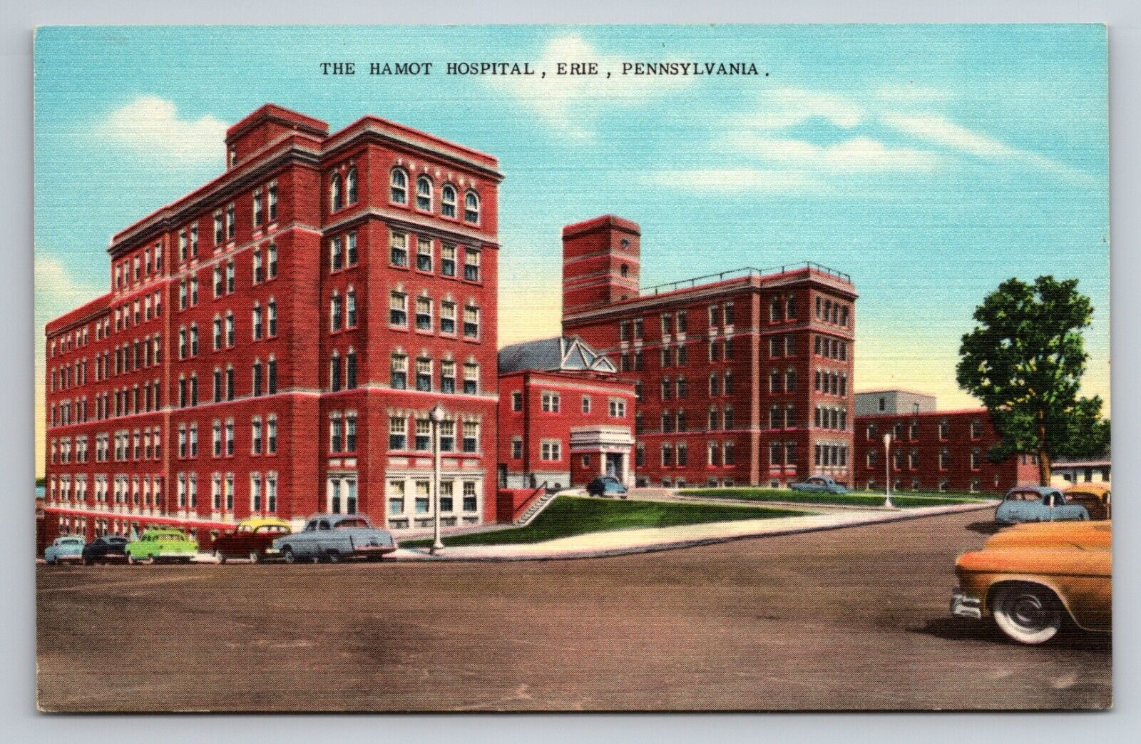 The Hamot Hospital Erie Pennsylvania Vintage Unposted Linen Postcard