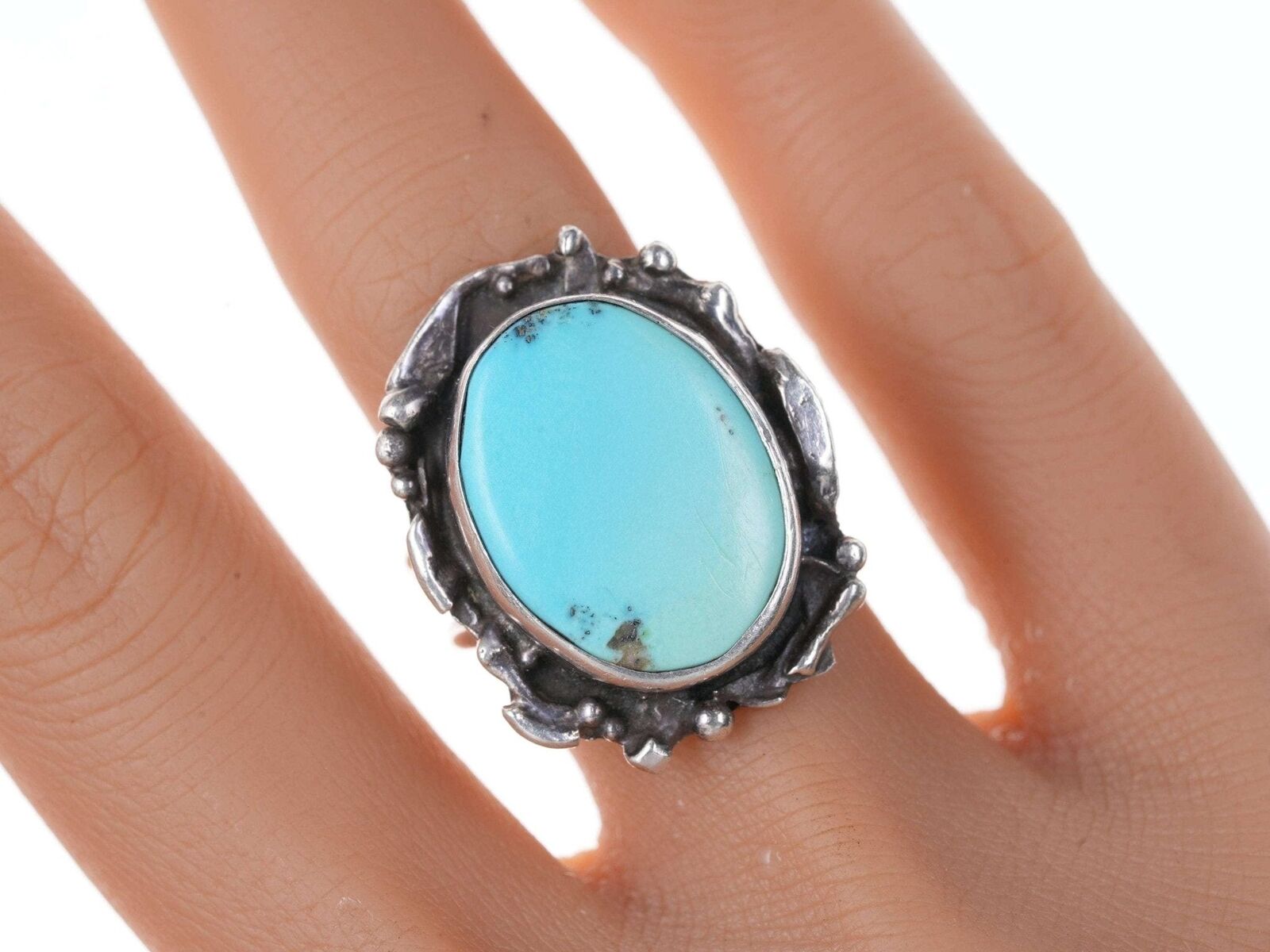 sz7 Vintage Navajo Silver and turquoise ring y