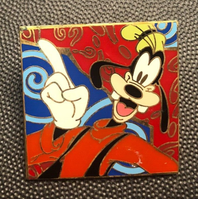 Disney pin 14399 Goofy Psychedelic Square red question marks blue swirls 2002