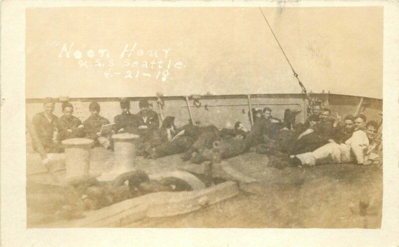 1920s SS Seattle Steamship Noon Hour RPPC Photo Postcard 5050