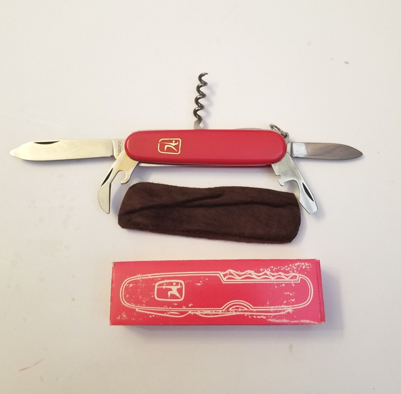 Vintage MIKOV Folding Pocket Knife  Corkcrew Utility  Multi-Tool Red 