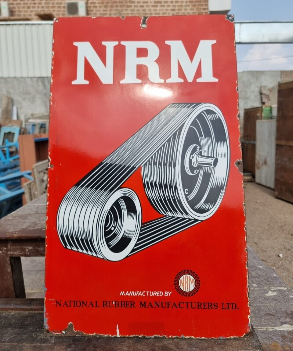 1930's Old Vintage Antique Rare NRM Tyres Rubber Adv Porcelain Enamel Sign Board