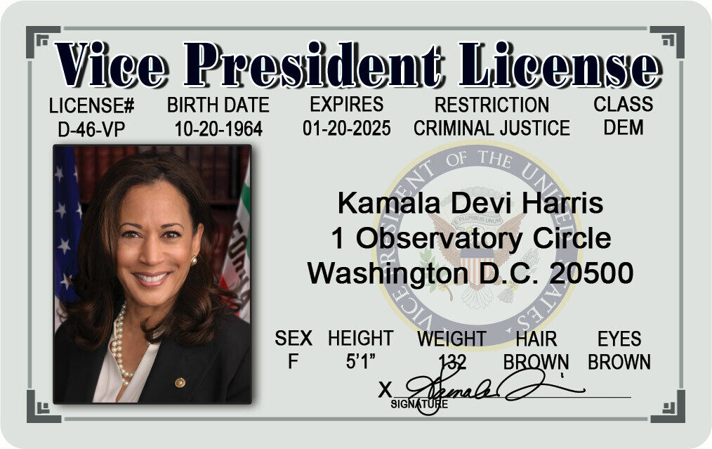 Kamala Harris Vice President Novelty VP card Presidential Joe Biden