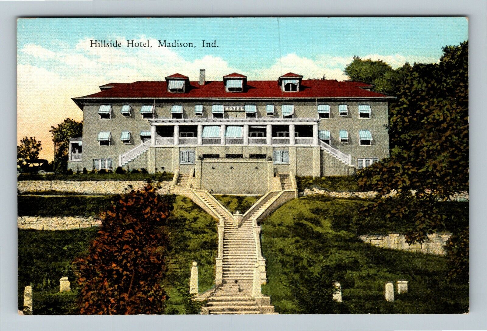 Madison IN Indiana, Hillside Hotel Vintage Souvenir Postcard