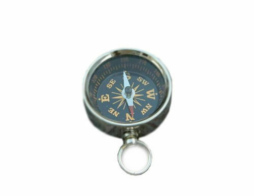 Nautical Brass Working Compass 37MM Silver Finish Necklace Style Lot of 50