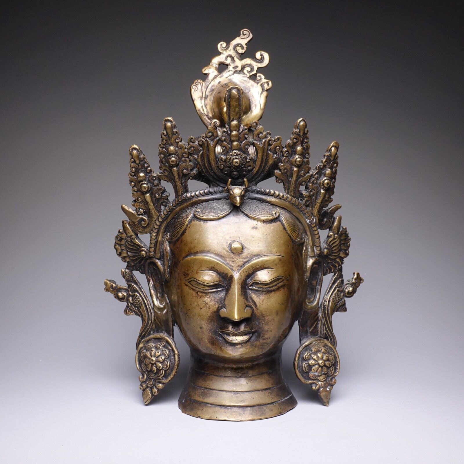 Detailed Nepalese Brass Buddha Statue of Tara- 1.5kg Genuine Brass,  10\