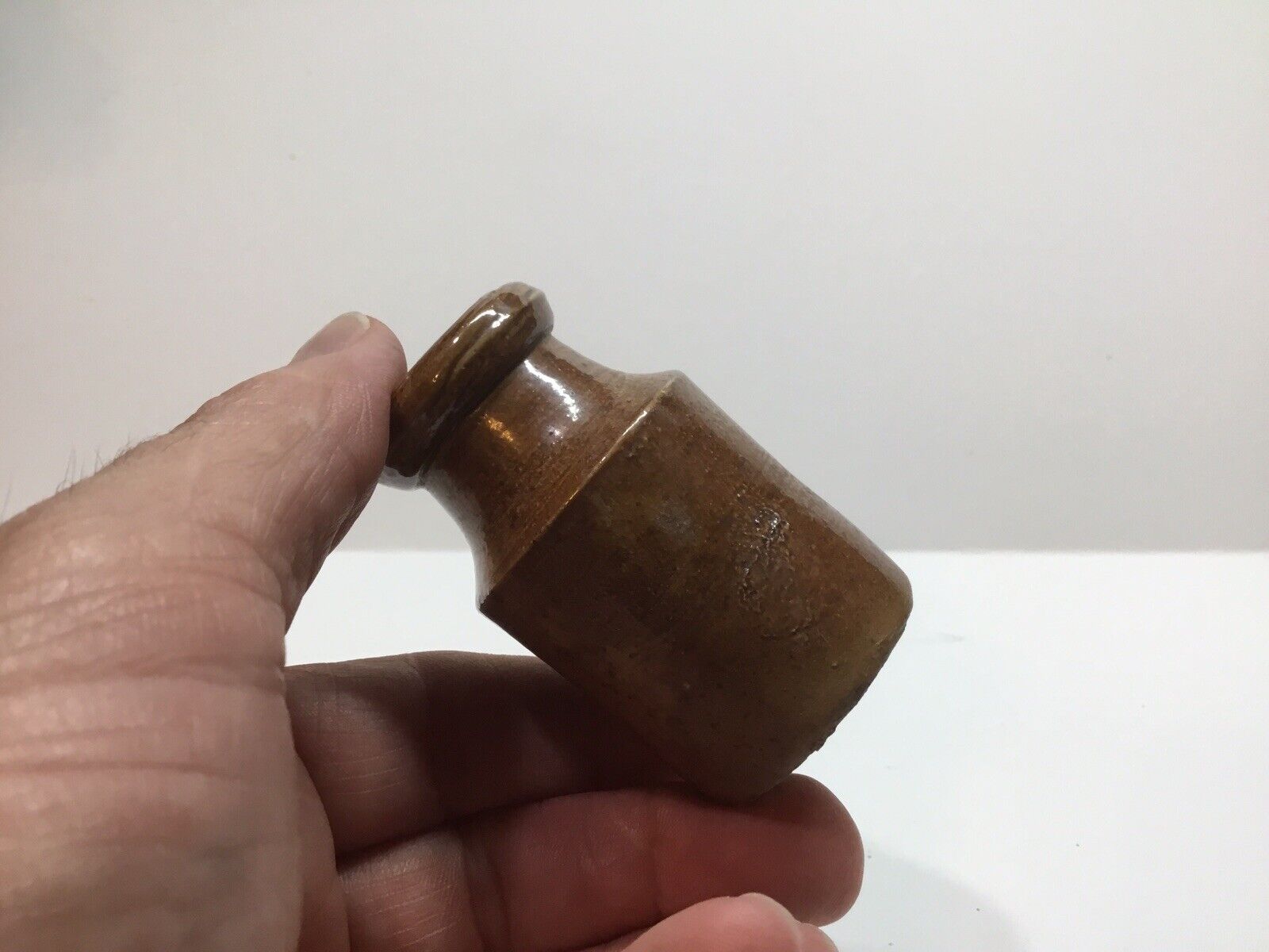 Small Antique Stoneware Ink Bottle / Inkwell.
