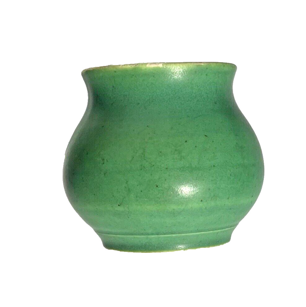 3” Antique Green Ceramic Vase Signed FHR Dated 1910 Frederick H Robertson?