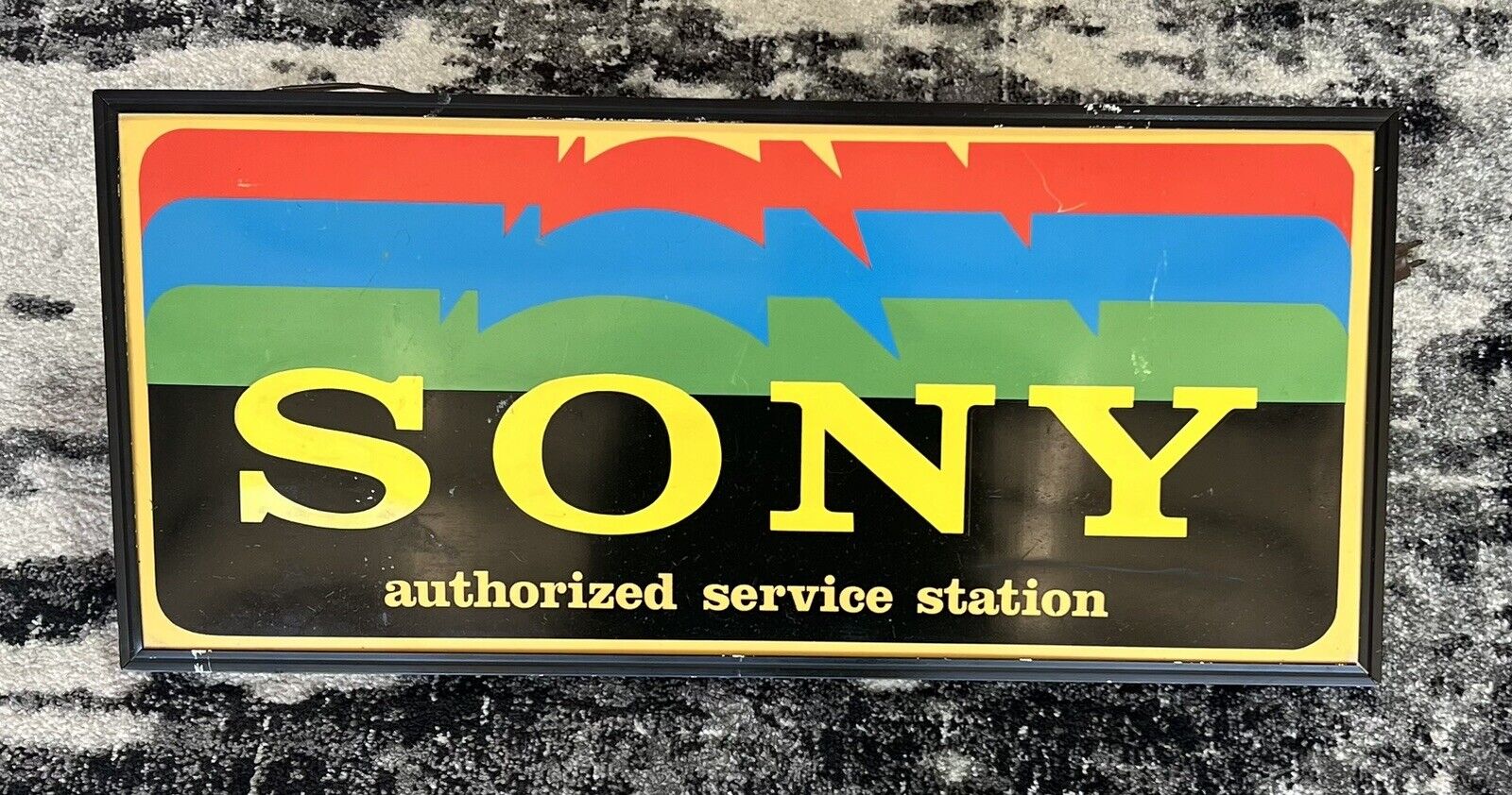 RARE Vintage SONY AUTHORIZED SERVICE STATION - WORKING LIGHTED SIGN 12” X 27”