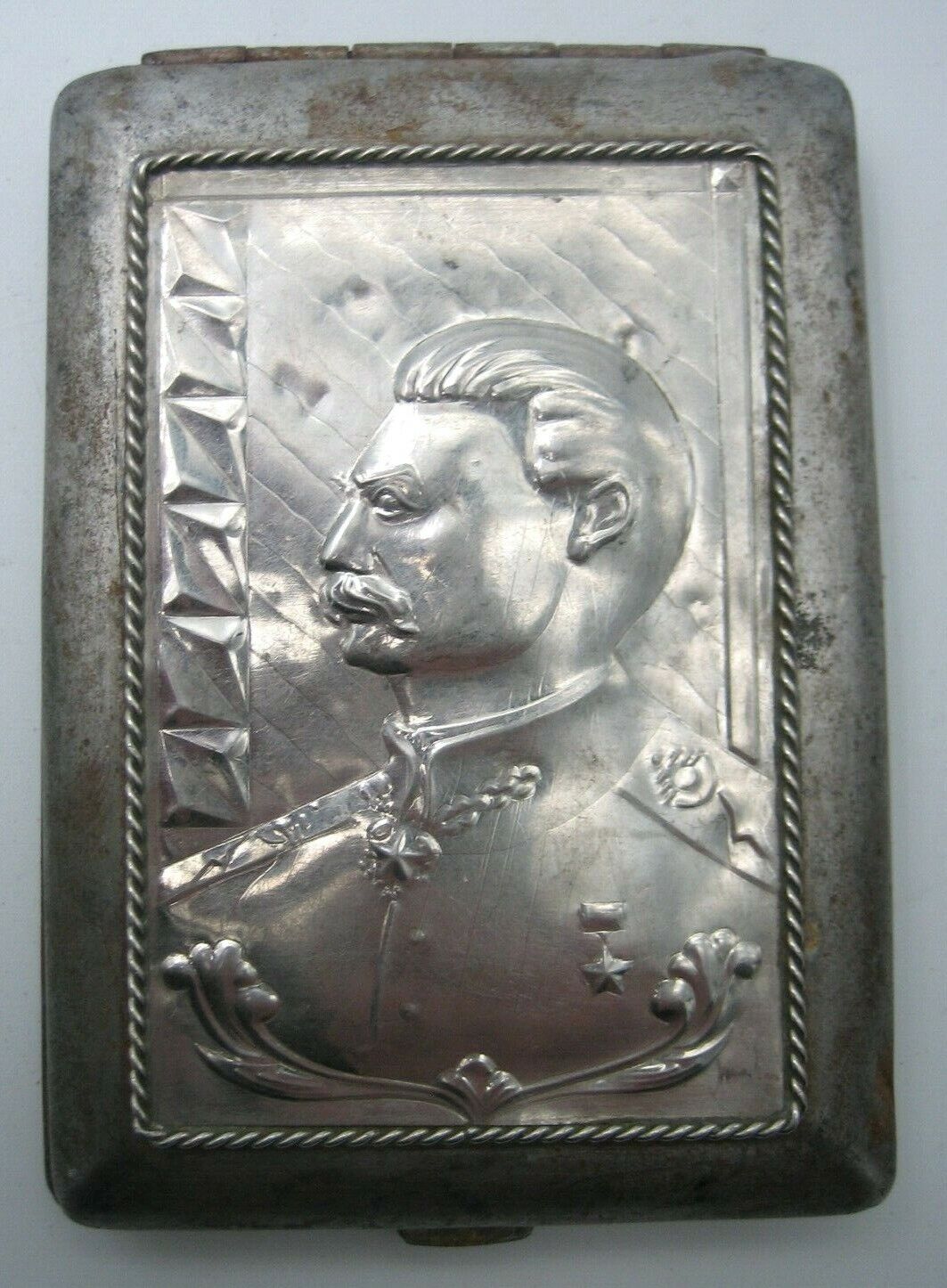 WW2 Soviet RED ARMY Trench Art Battlefield Cigarette Case Stalin & Order 1940s