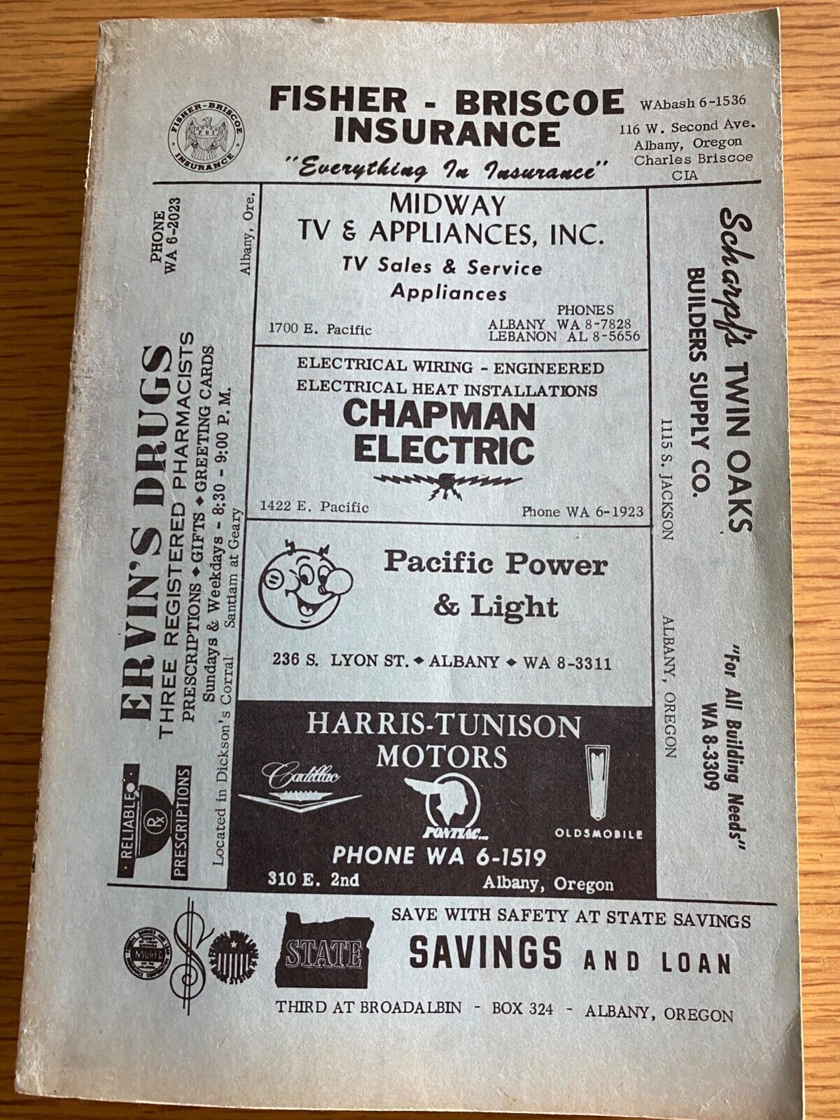 1962 ALBANY, OREGON CITY DIRECTORY local phone book & yellow pages JOHNSON PUB.