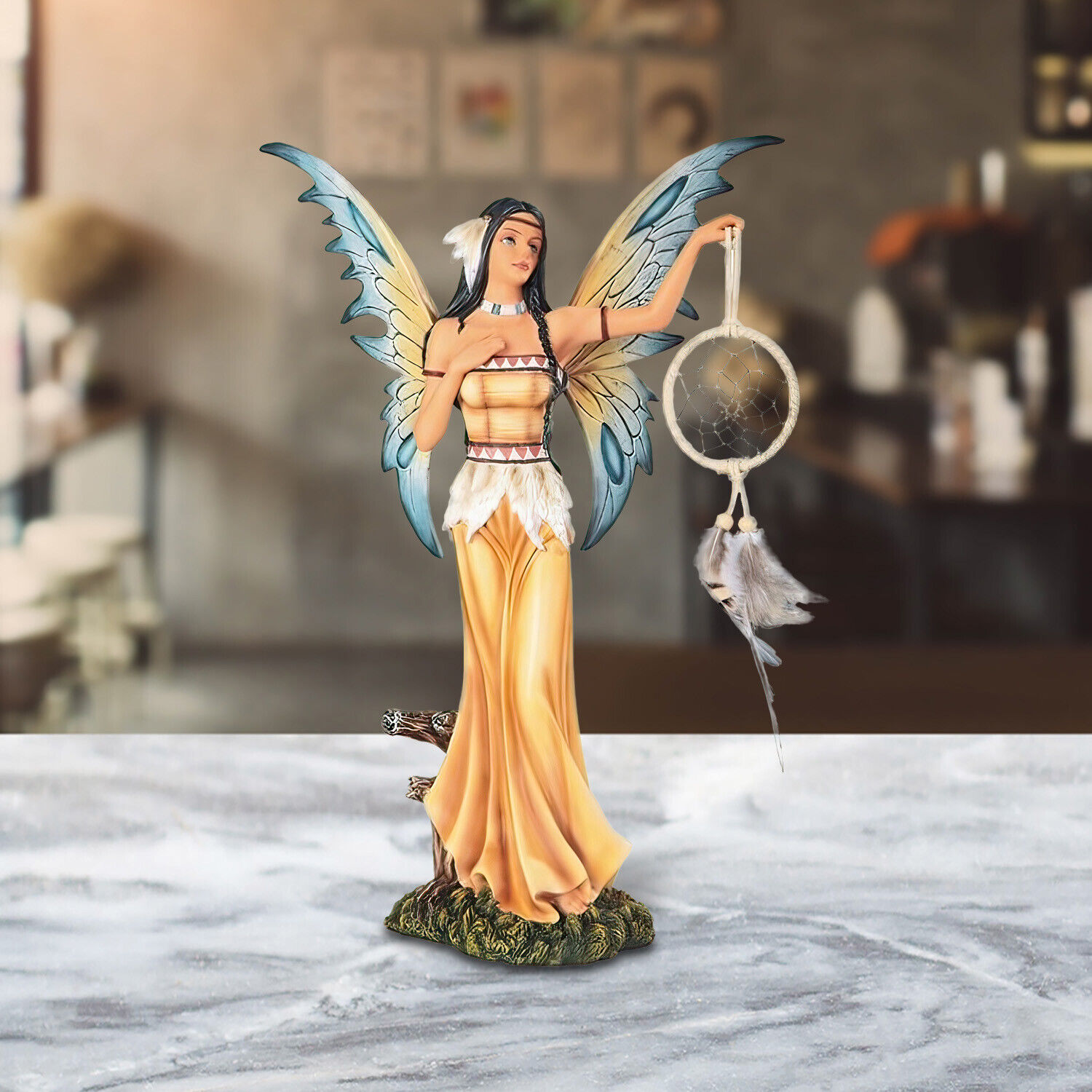 Native American Fairy Holding Dream Catcher Statue 16\
