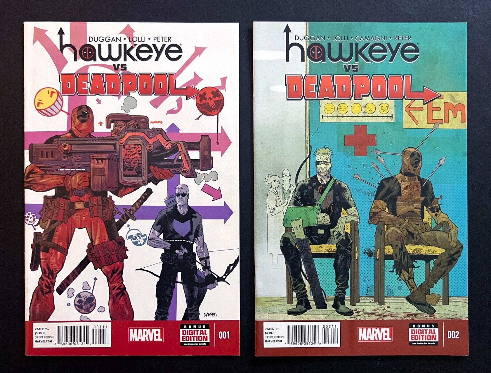 HAWKEYE VS DEADPOOL Lot #1, 2 Hi-Grade Duggan Marvel Comics 2014