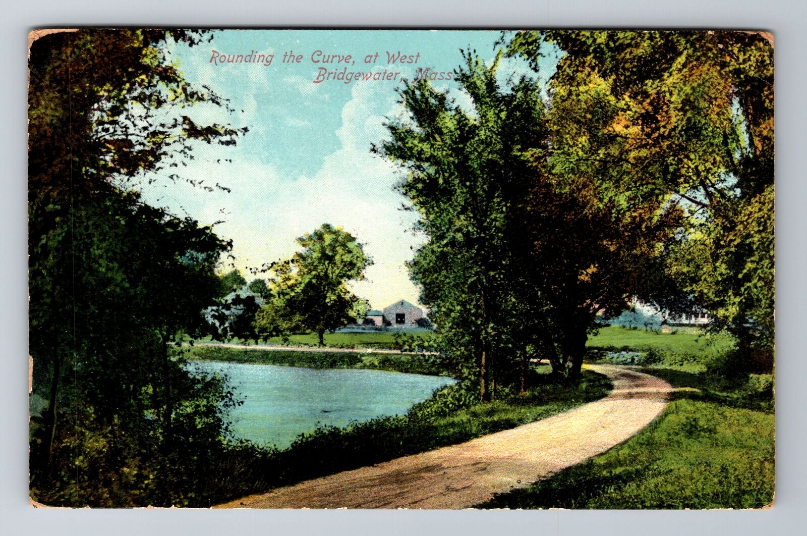 West Bridgewater, MA-Massachusetts, Rounding The Curve c1910, Vintage Postcard