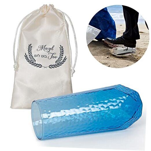  Jewish Wedding Chuppah Breaking Glass, Wedding Gifts for blue glass+white bag