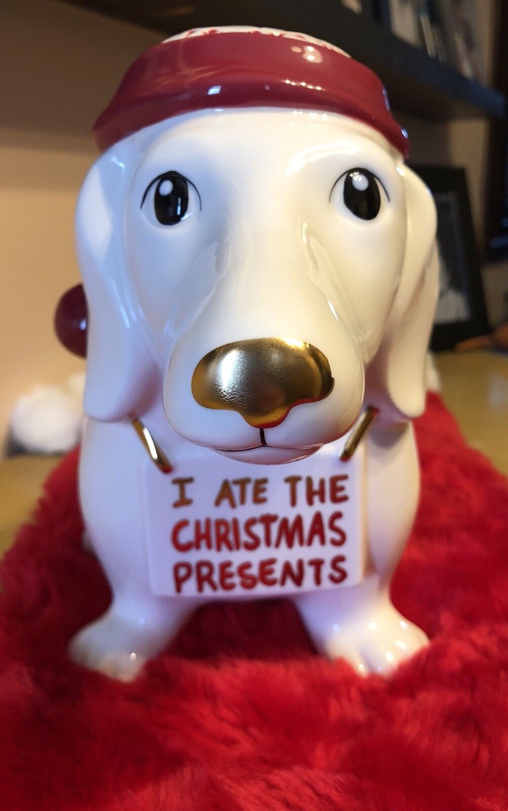 Christmas Dachshund Dog Ceramic Cookie Jar Doxie NEW Weiner Holiday