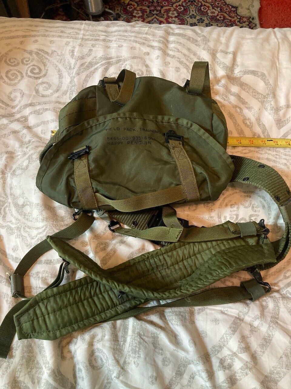 US GI Training Field Pack NSN with Belt and Shoulder Strap No. 8465-00-935-6825