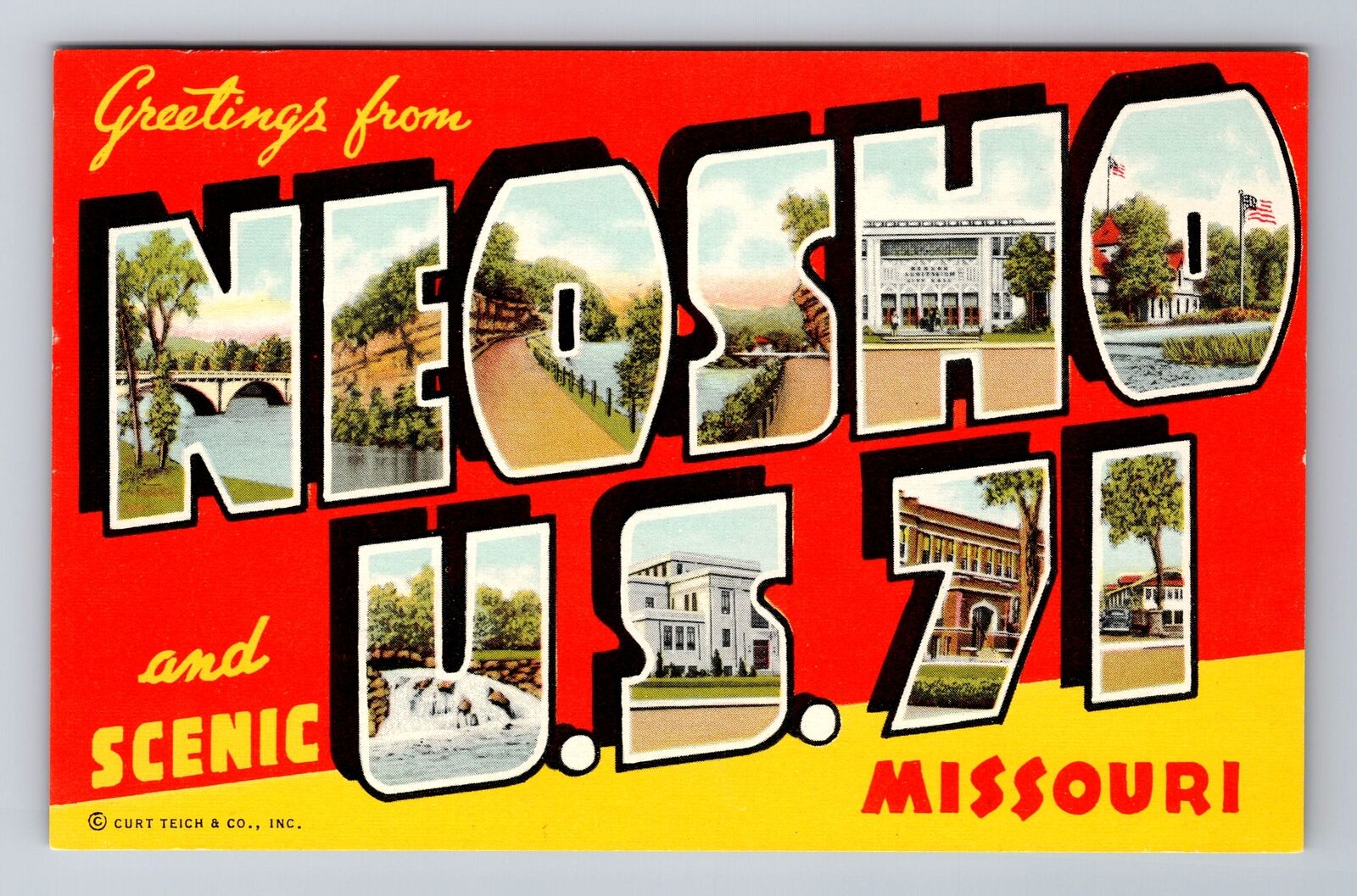 Neosho MO-Missouri, LARGE LETTER Greetings, Antique, Vintage Postcard