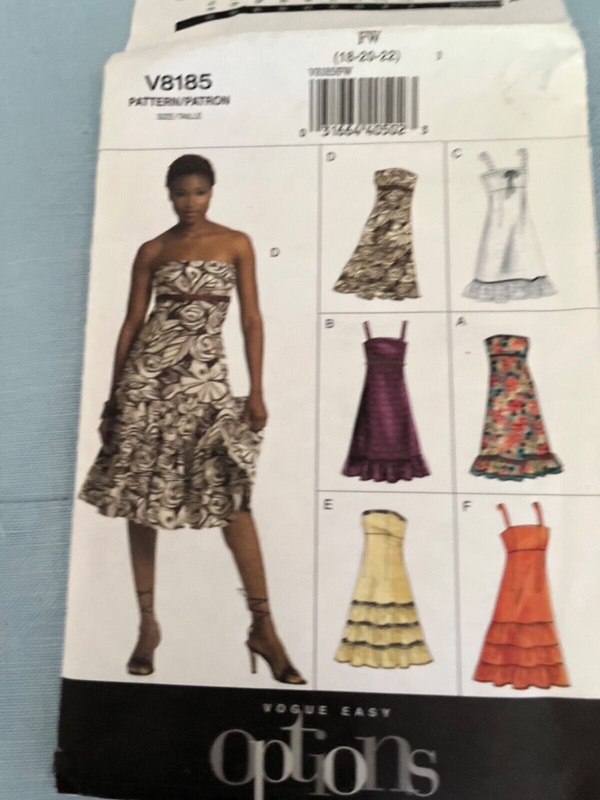 Vogue Dress Sewing Pattern 8185 Sz 18 20 22 Uncut factory folded