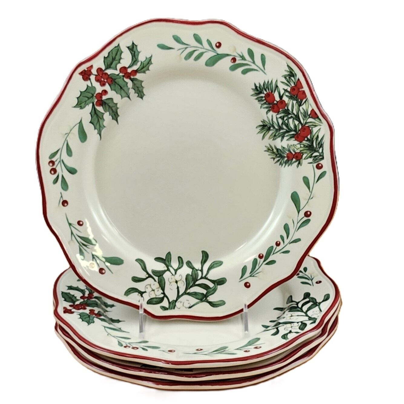 Better Homes & Gardens Winter Forest 4 Dinner Plates Heritage Collection Berries