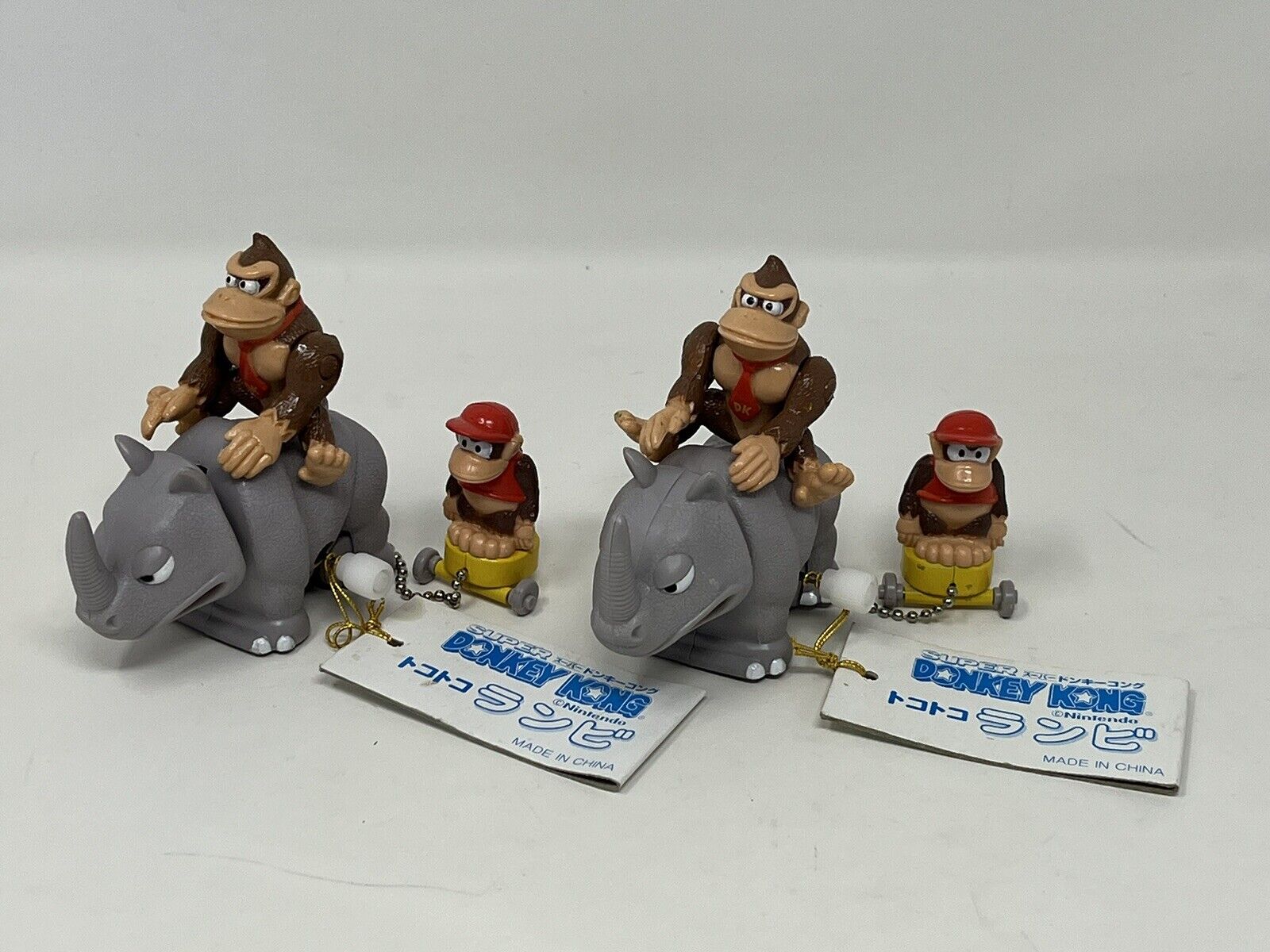 RARE Vintage Nintendo Donkey Kong Country Rambi Rider Diddy Wind-Up Figure Japan