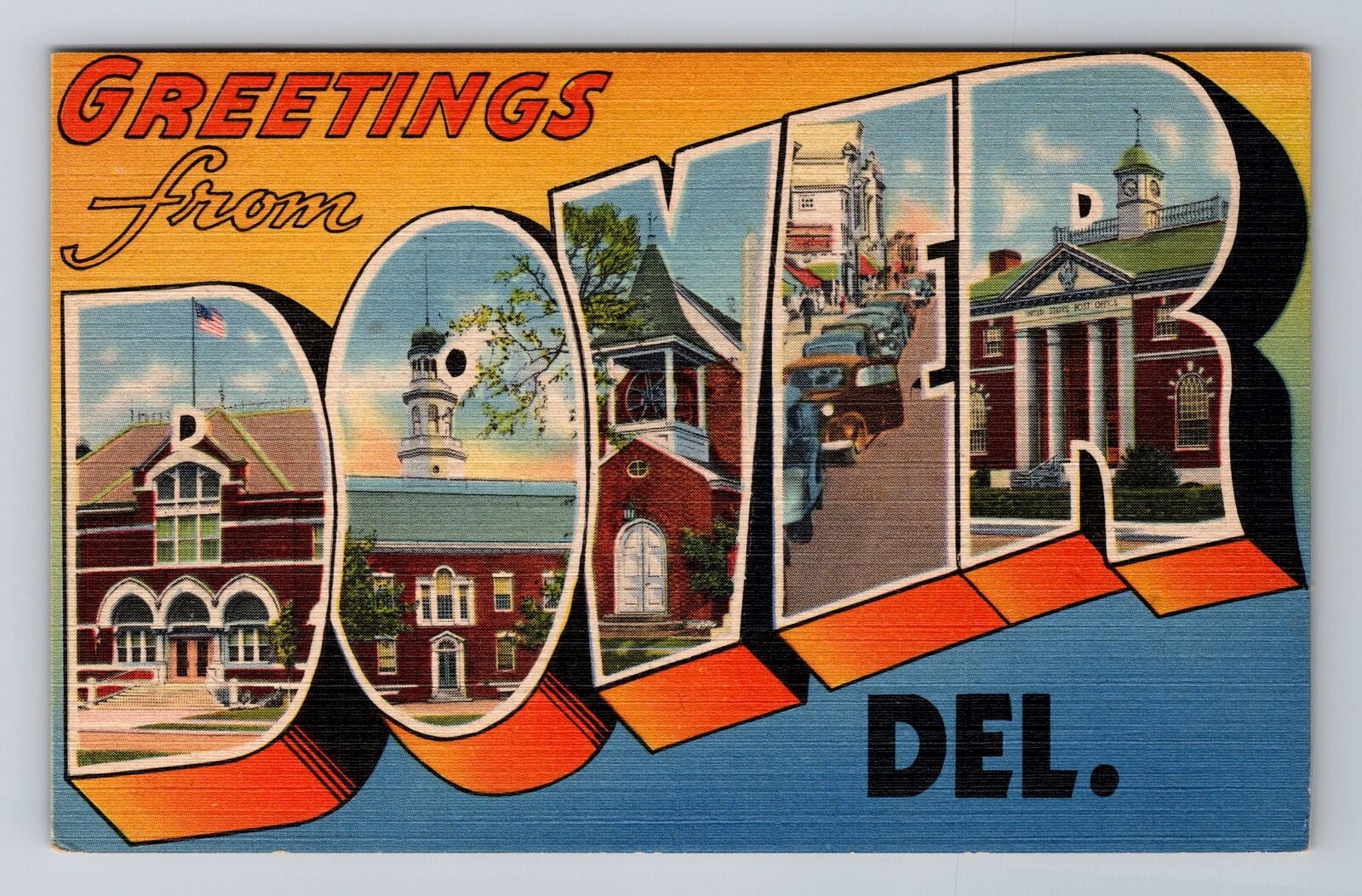 Dover DE-Delaware, General LARGE Letter Greetings, Antique, Vintage Postcard