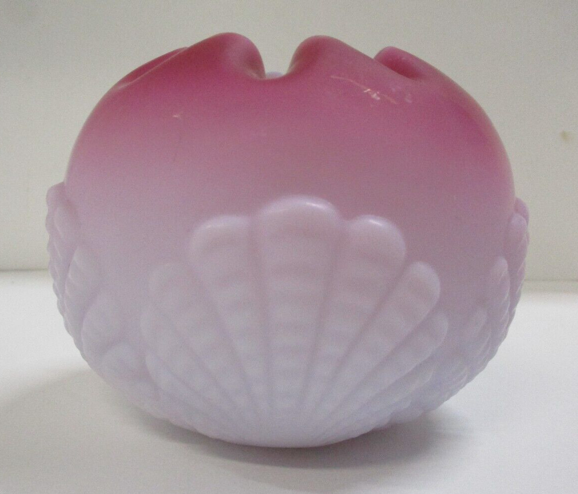 Antique Mt. Washington Pink Satin Glass Rose Bowl Hand-blown Shell Design