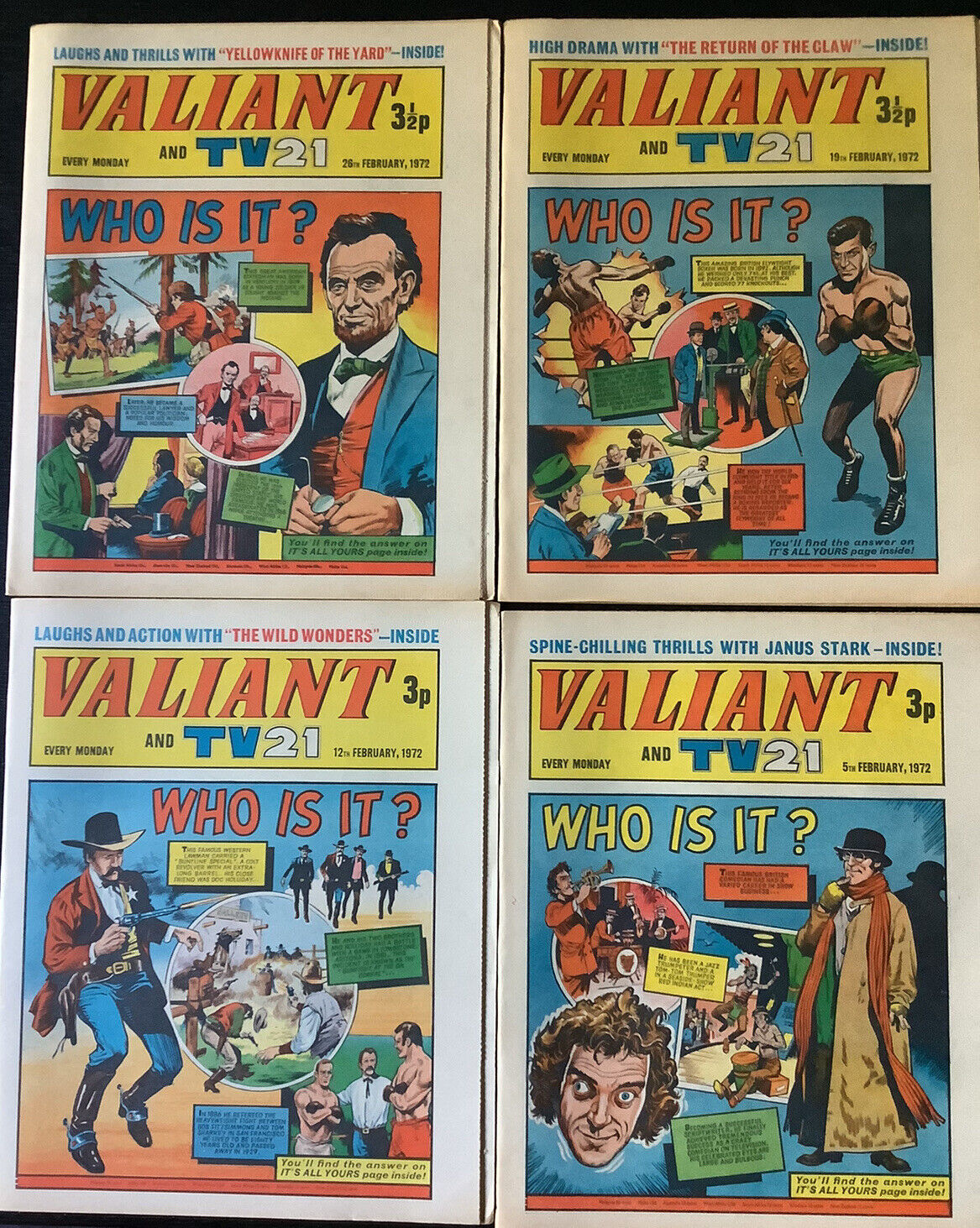 Valiant And TV21 February 5th, 12th, 19th, 26th 1972 UK Magazines
