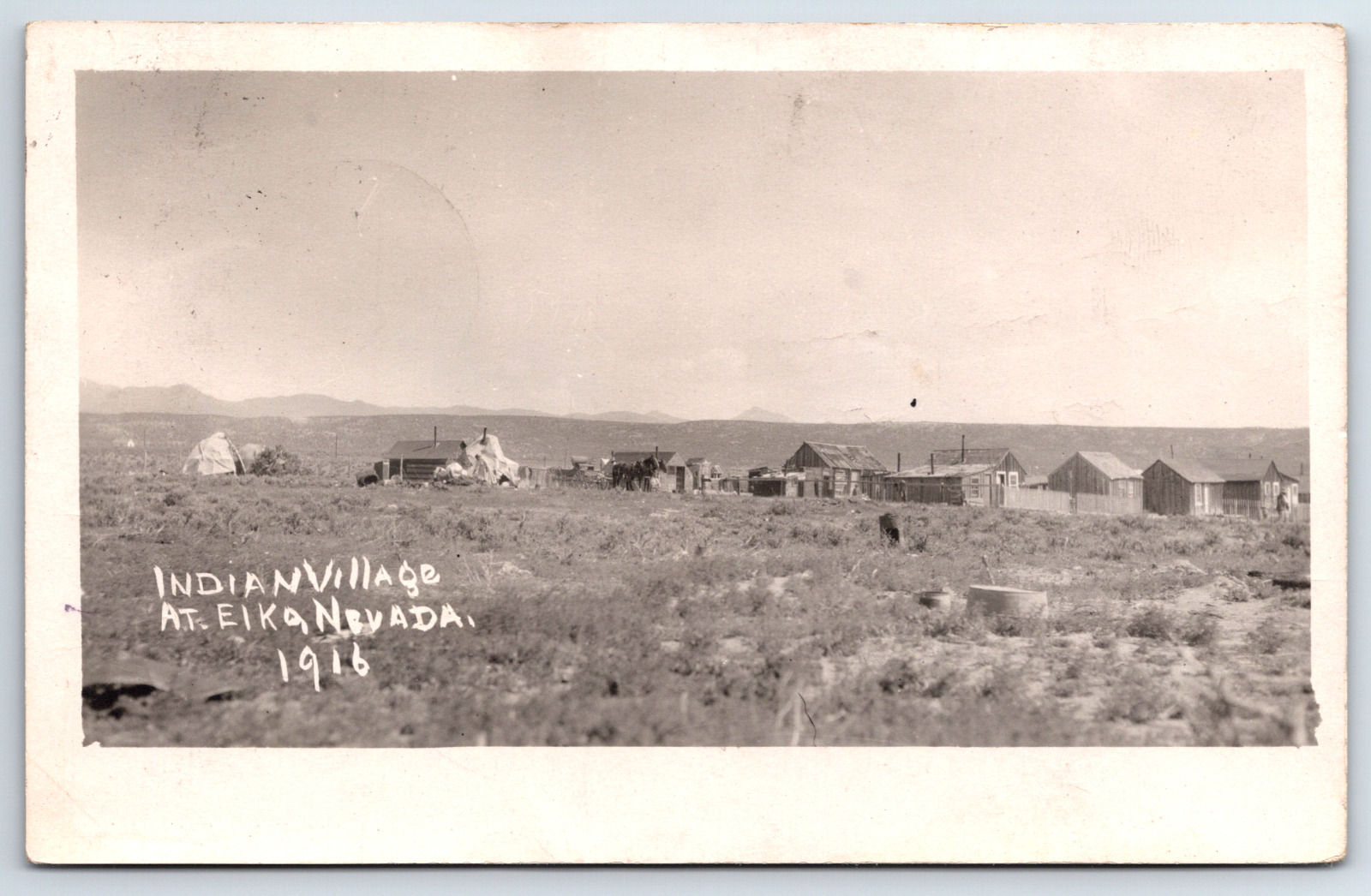 RPPC Indian Village at Elka Nevada Teepee Vintage Postcard