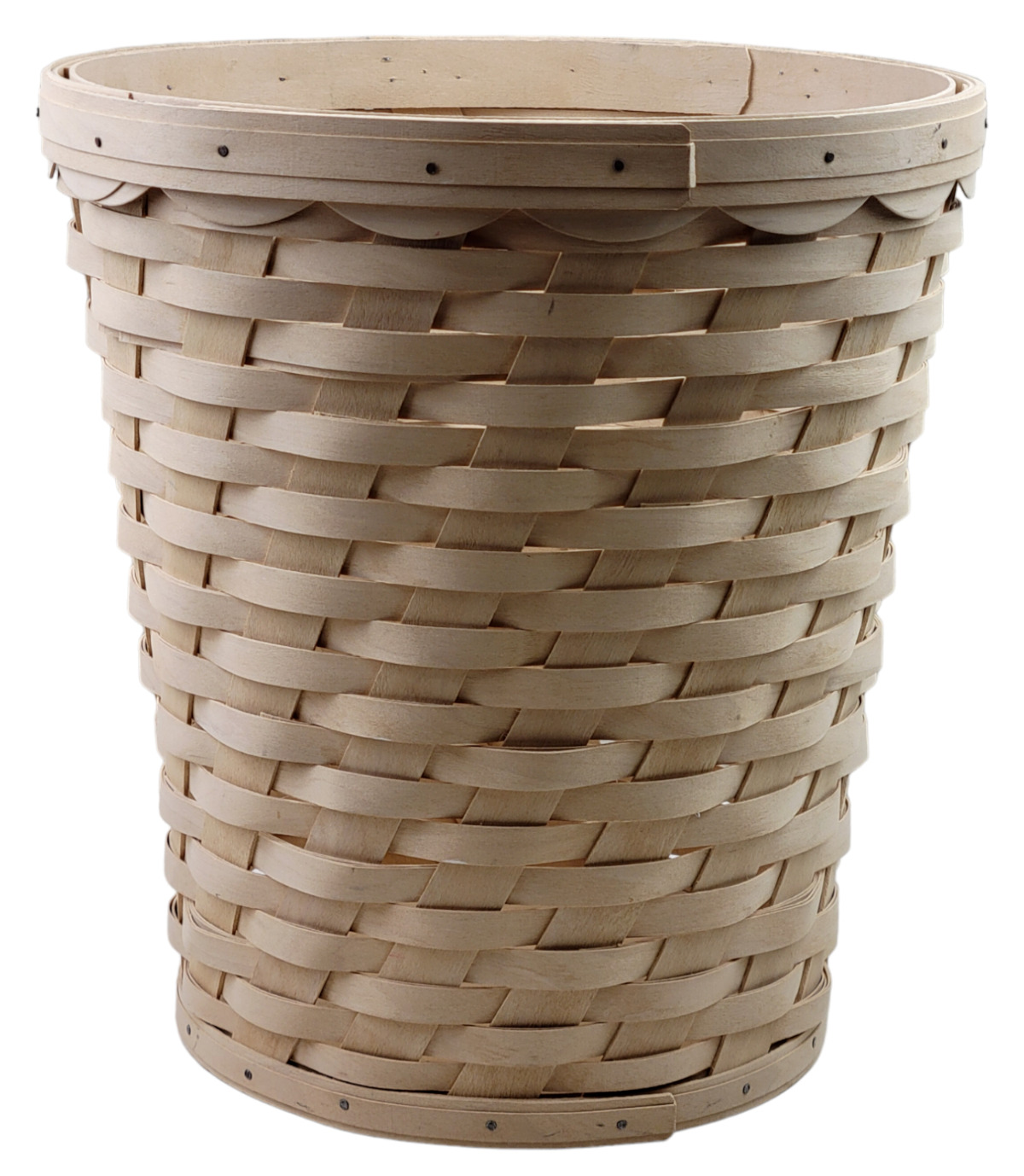 Longaberger 2006 Soft White Scalloped Waste Basket Wood 12.5\