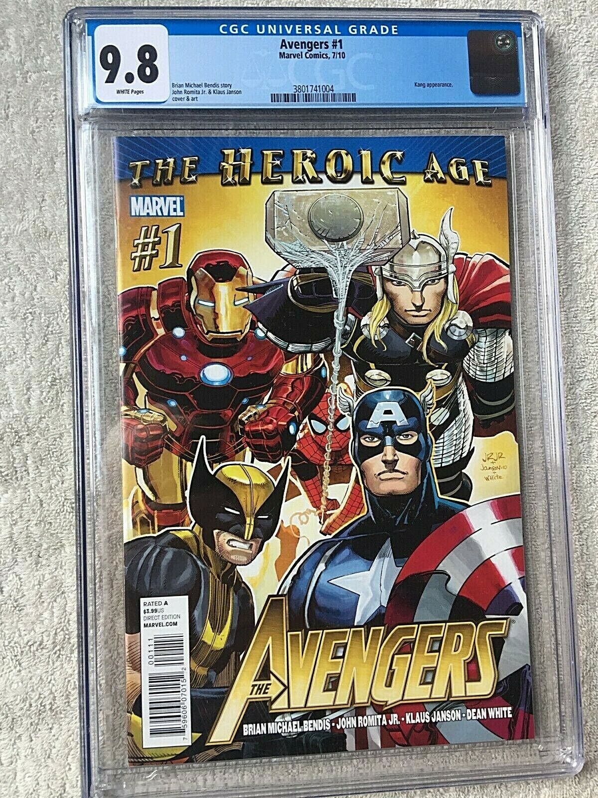 Avengers #1 The Heroic Age Marvel July 2010 cgc 9.8 Wh/Pgs PLUS N/M Free Reader