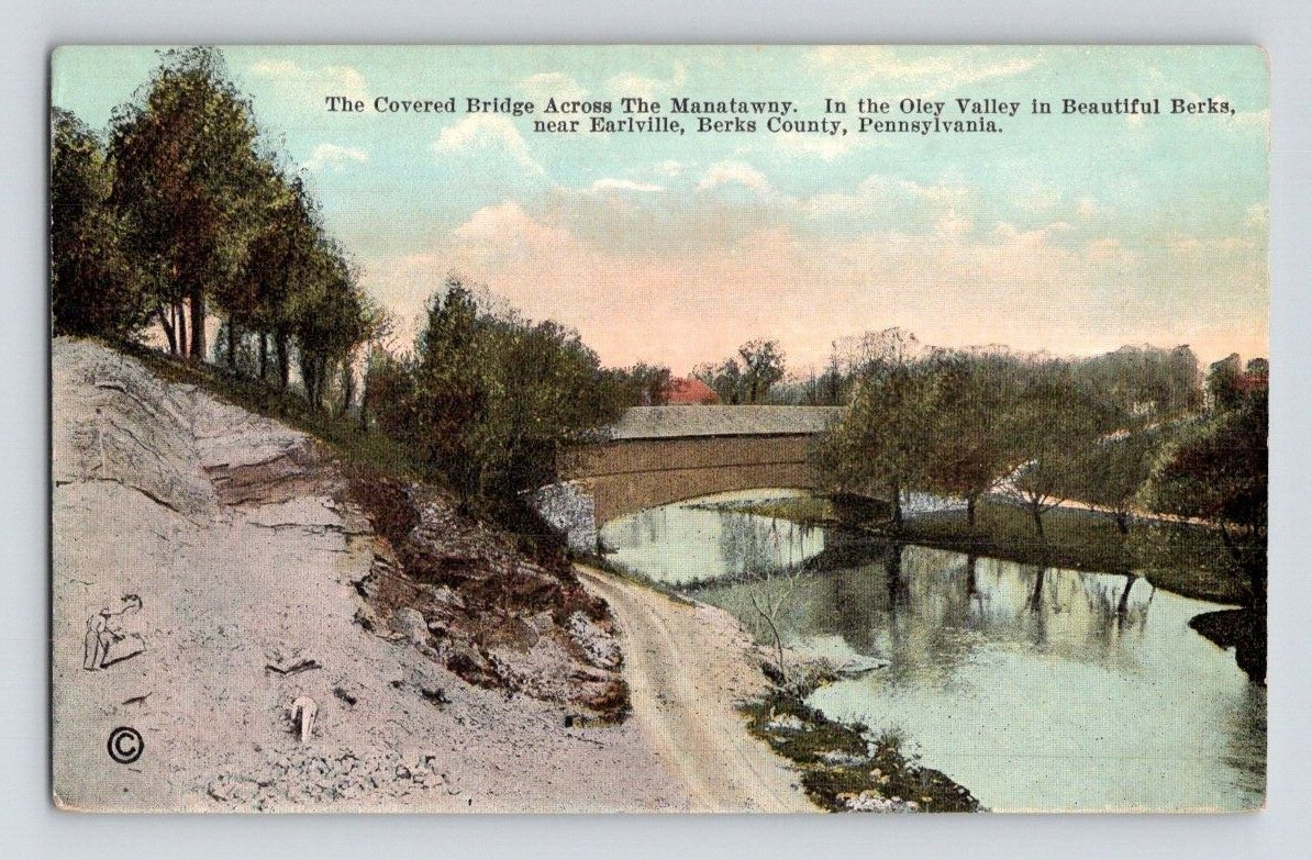 1910. COVERED BRIDGE. EARLVILLE, PA. BUCKS CO. POSTCARD. JB4
