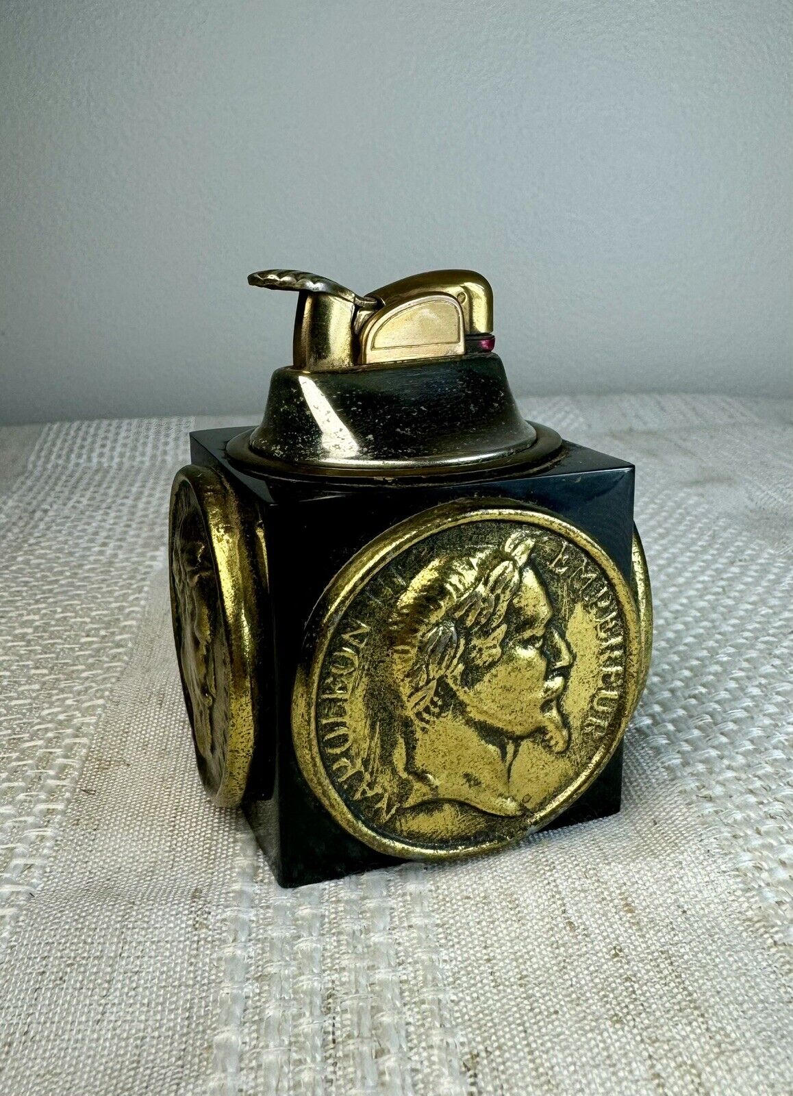 Rare Vintage Evans Bakelite 4- sided Napoleon III table lighter