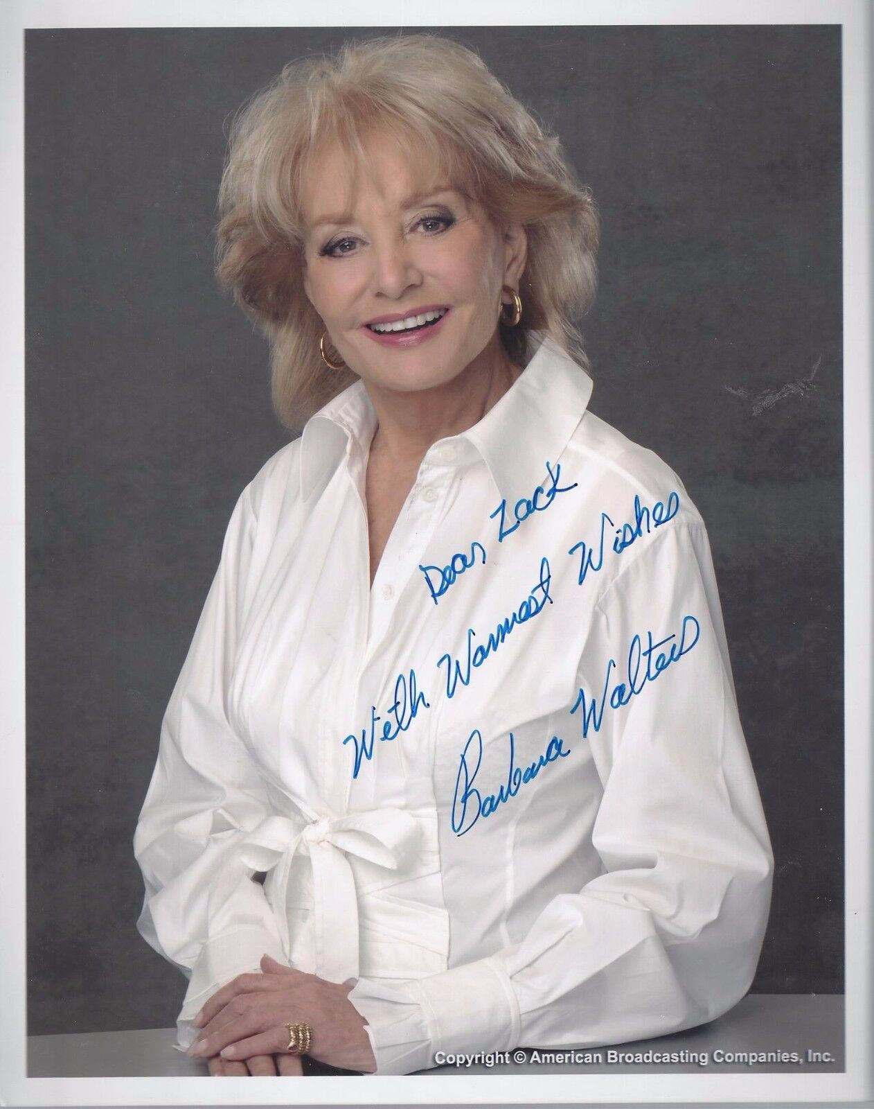 barbara walters signed 8x10 autographed photo auto abc news the view tv anchor 