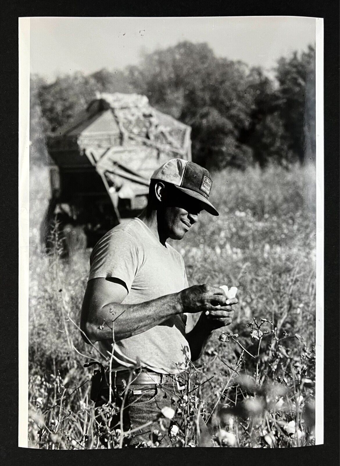 1990 Union County NC Cotton Farmer Olin Marsh Picker Machine Vintage Press Photo