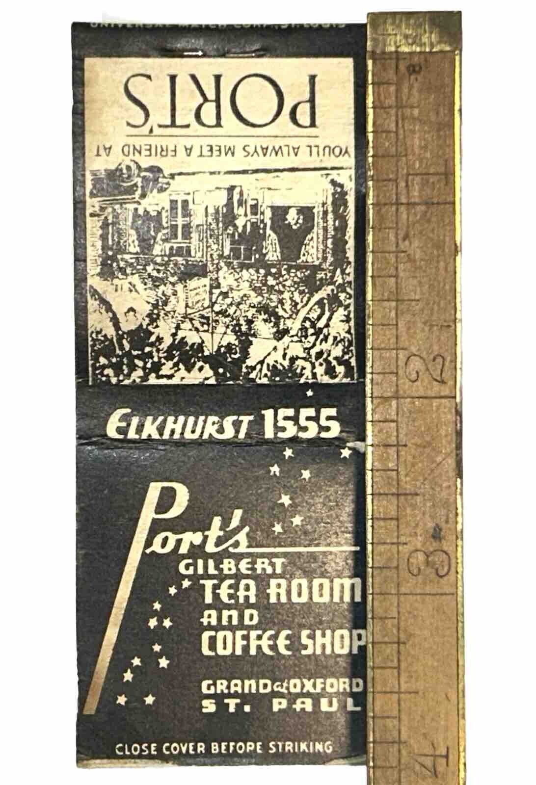 Antique St Paul Minn Advertising Matchbook Port\'s Gilbert Tea Room Coffee 1930s