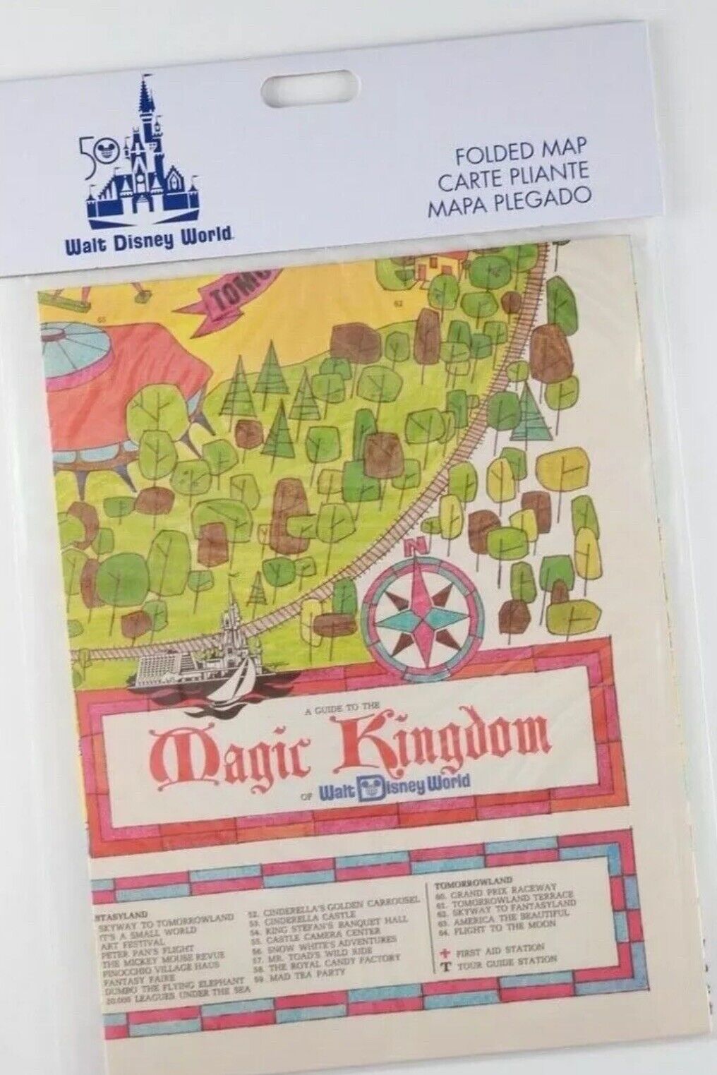 Disney World 50th Anniversary 2021 Vault Series Vintage Magic Kingdom Folded Map