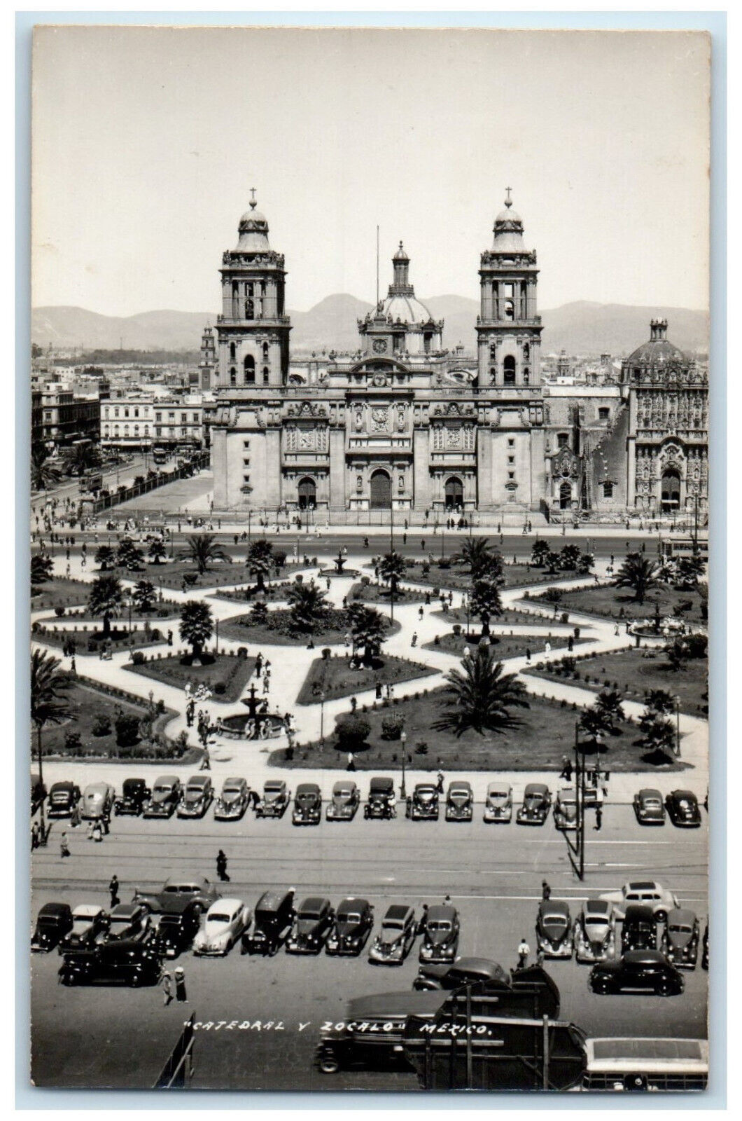 c1940's Cathedral and Zocalo Mexico City Mexico Unposted RPPC Photo Postcard