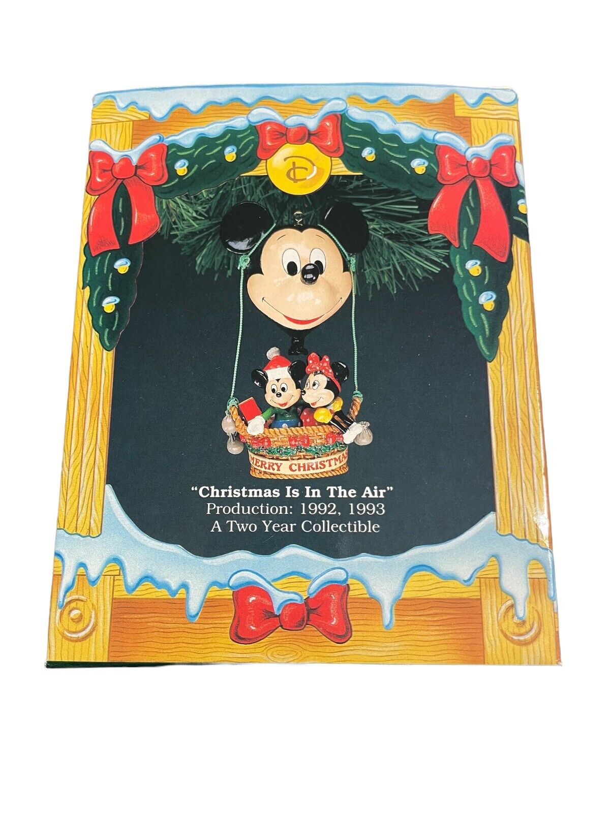 1992 Enesco Disney Christmas is in the Air Ornament Mickey Minnie Balloon