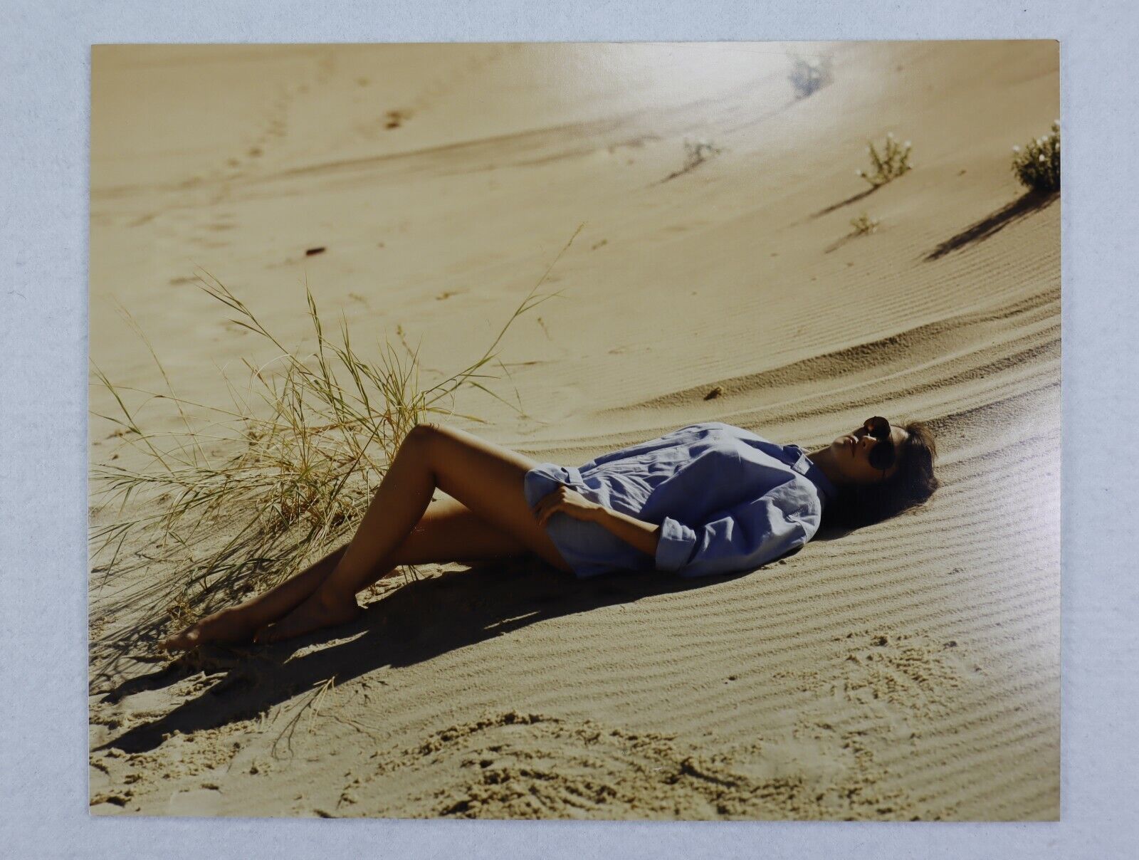 Vintage Photo Pretty Woman laying on the sand beach color picture 16X20 iconic