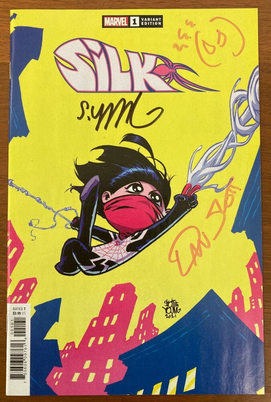 SILK #1 (2021) SIGNED x2 SCOTTIE YOUNG DAN SLOTT Variant WITH REMARK MARVEL