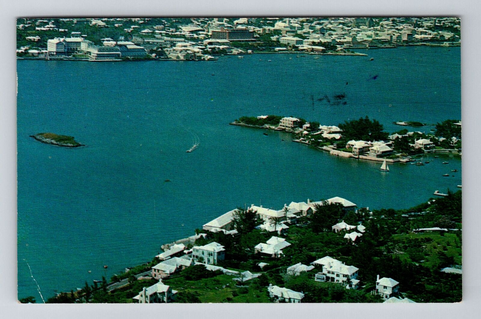 Paget-Bermuda, Aerial of Paget and Hamilton, c1961 Vintage Postcard