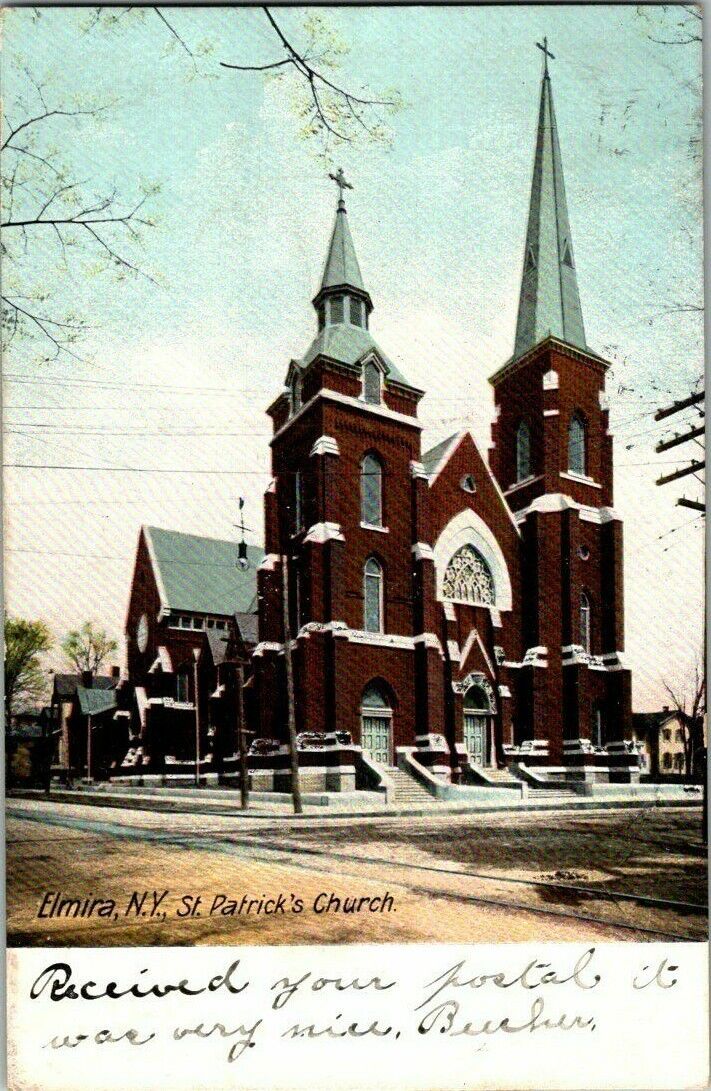 1906. ELMIRA, NY. ST PATRICK\'S CHURCH. POSTCARD. MM18