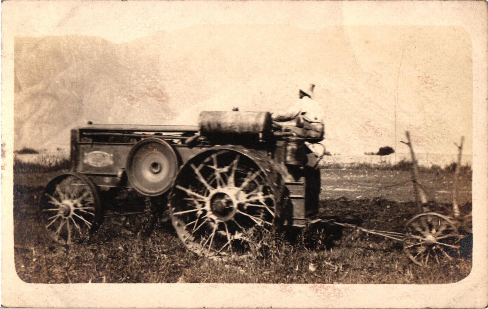 RPPC Antique J I Case Tractor Closeup With Implement Velox 1907-1917 Unposted