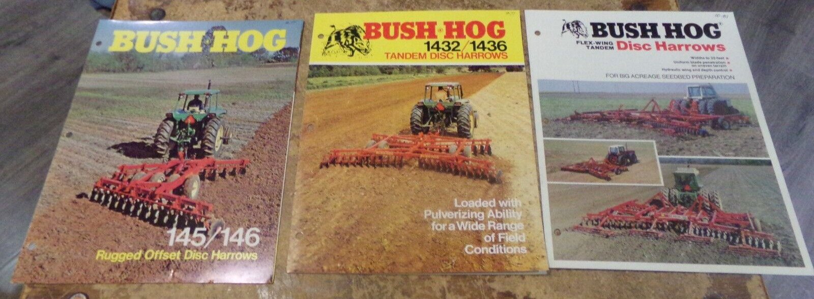  3-lot 70\'s-80\'s bush hog disc harrows brochures in nice shape used