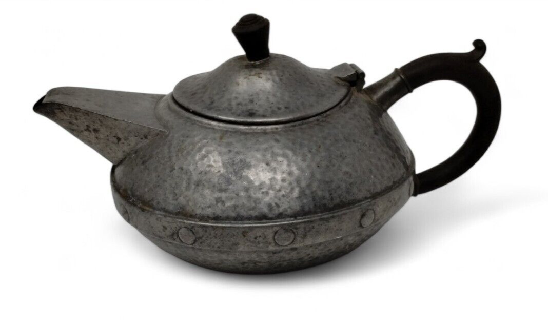 Antique Hammered Craftsman Pewter Teapot Sugar Creamer Set Sheffield England