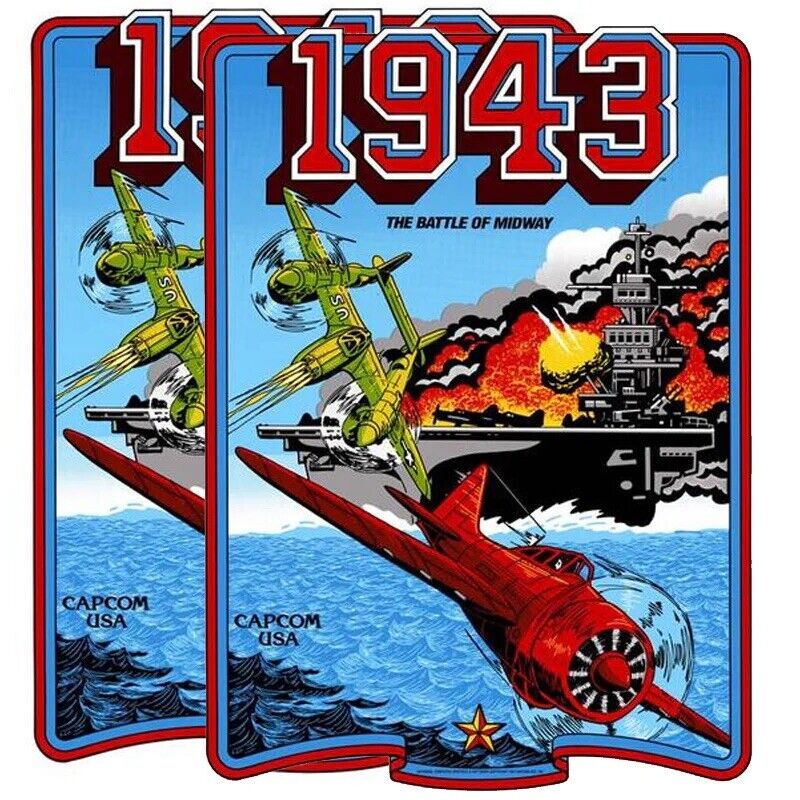 1943 Battle Of Midway Arcade Side Art 2 Piece Set Laminated High Quality