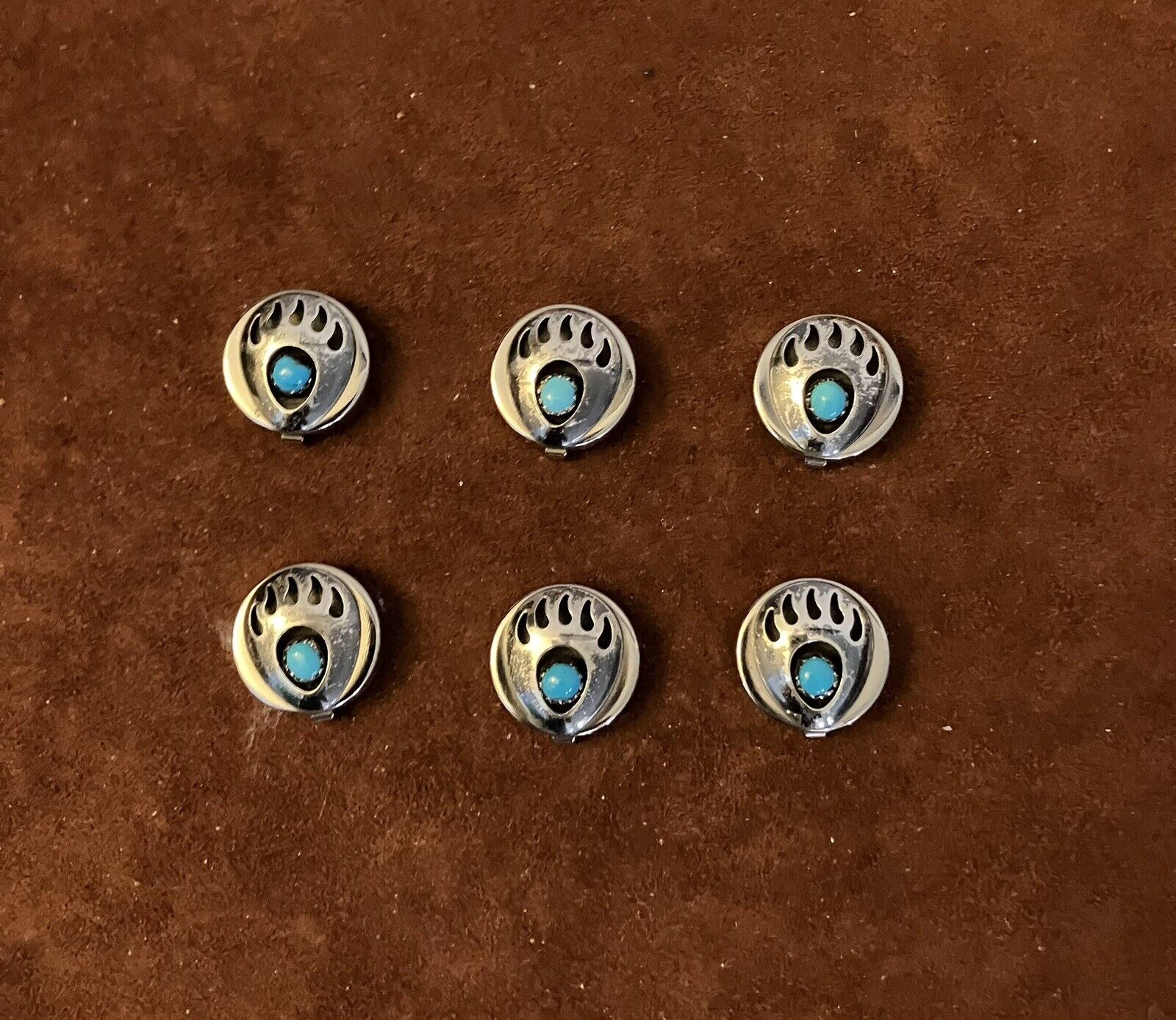 Vintage Sterling Silver And Turquoise Button Covers