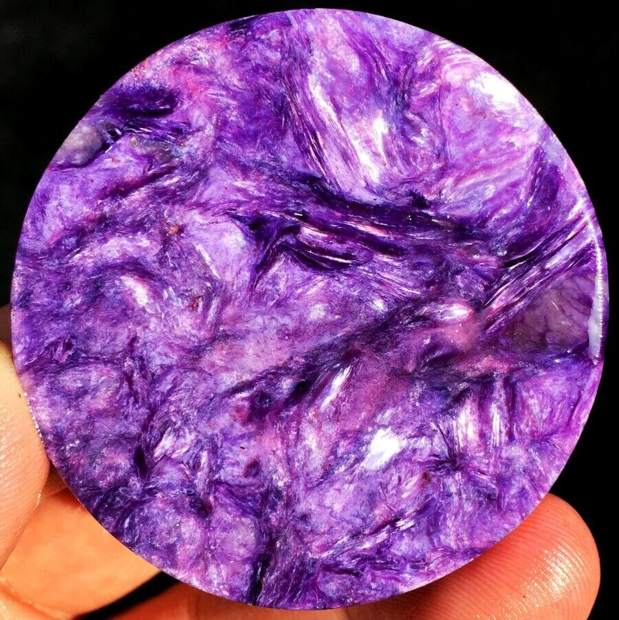 288CT Gemmy Natural Fantastic Purple Charoite Crystal Round card ia6803